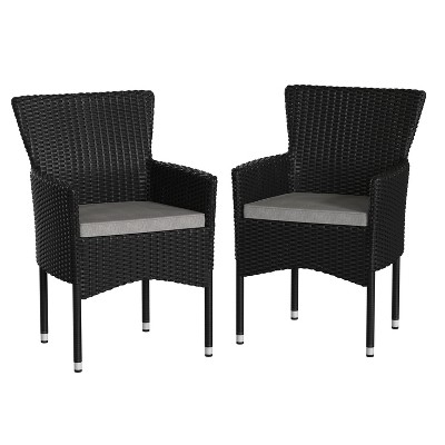 Flash Furniture Maxim Modern Wicker Patio Armchairs for Deck or Backyard, Fade and Weather-Resistant Frames and Cushions