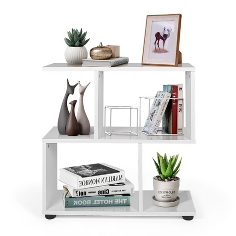 Costway 2 Pcs 3-tier Wood Bookshelf Display Storage Rack For Small Spaces  White/rustic Brown : Target