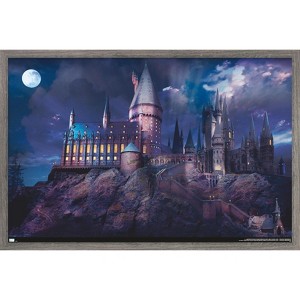 Trends International The Wizarding World: Harry Potter - Hogwarts At Night Framed Wall Poster Prints - 1 of 4