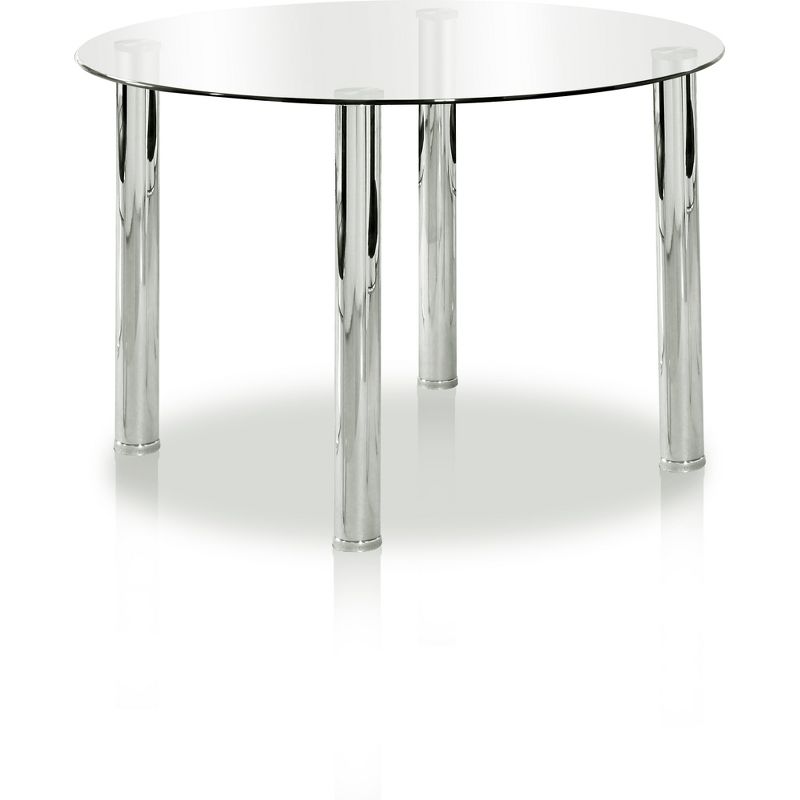Aneston&#160;Glass Top Chrome Leg Round Dining Table Chrome - HOMES: Inside + Out, 1 of 4