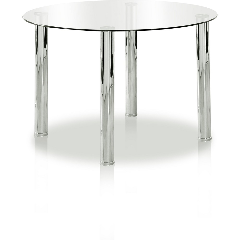 Photos - Garden & Outdoor Decoration Aneston Glass Top Chrome Leg Round Dining Table Chrome - HOMES: Inside + Out: Contemporary 4-Seat Kitchen Table