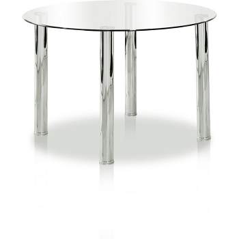 Aneston Glass Top Chrome Leg Round Dining Table Chrome - HOMES: Inside + Out