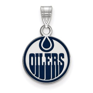Black Bow Jewelry Sterling Silver Edmonton Oilers NHL Small Pendant - 1 of 3