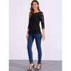 INSPIRE CHIC Women's Floral Lace 3/4 Sleeve Crew Neck Casual Elegant Blouse - 4 of 4