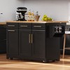 Whisen 59.3" Kitchen Island, 2 Pull-Out Organizers, Drop Leaf, Trash Storage & Spice Racks - 2 of 4