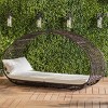 Curved Rattan Daybed with Cushions and Canopy, 2-Person Patio Lounger with Metal Frame, Outdoor Lounge Seating for Garden or Pool–The Pop Home - 2 of 4