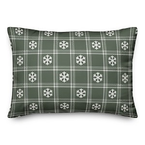 Creative Products Sage Snowflake Plaid 20 x 14 Spun Poly Pillow - 1 of 3