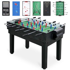 VisioGear Game Tables 4ft Combo Game Table Set with Hockey, Foosball, Pool, Shuffleboard, Ping Pong, Black, 42.35"*21.00"*32.50" - 1 of 4