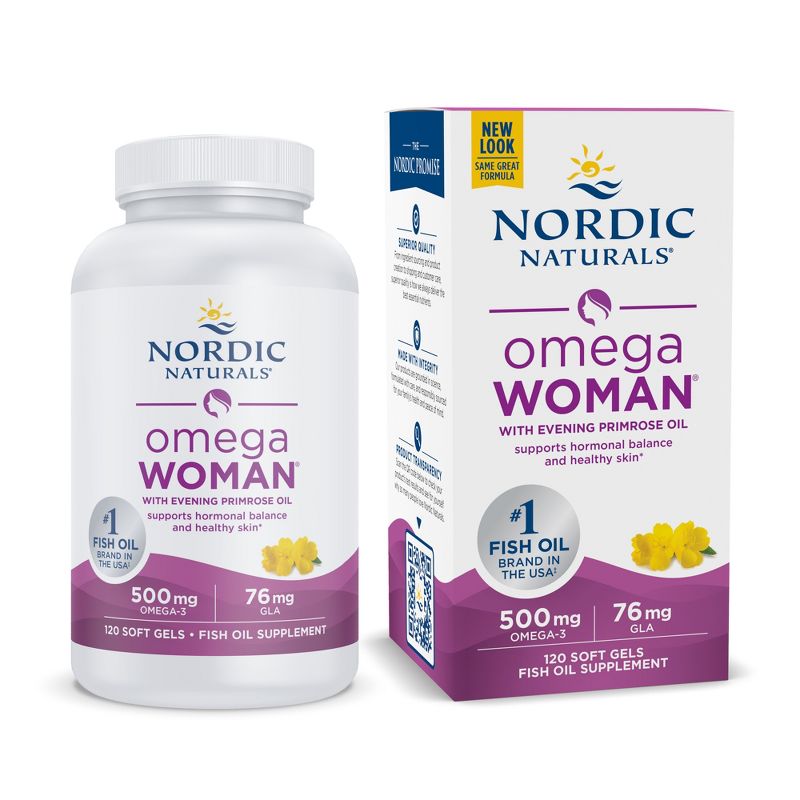 Nordic Naturals Omega Woman, Lemon - Evening Primrose Oil with Omega-3, 120 Ct, 1 of 4