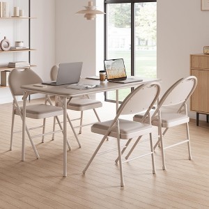 Folding Chair 4 Pack with Thickened Padded PU Cushion, Metal Legs and Non-Slip Feet Pads, Portable Stackable Commercial Seat - 1 of 4