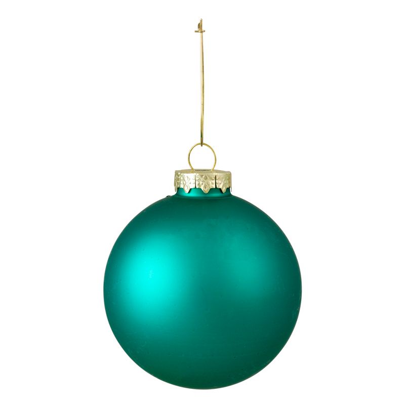 Northlight 6ct Shiny and Matte Turquoise Green Glass Ball Christmas Ornaments 3.25" (80mm), 3 of 5