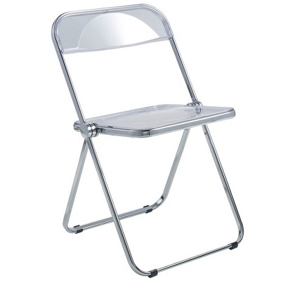 LeisureMod Lawrence Modern Acrylic Folding Dining Chair with Metal Frame, Compact and Lightweight Seating