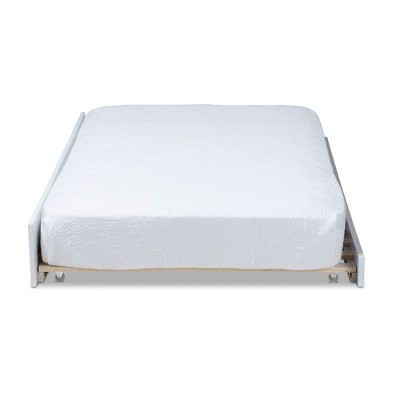 Mariana White Wood Twin Trundle Bed with Drawer