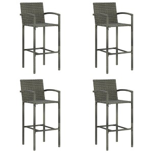 vidaXL Bar Stools 4 pcs Gray Poly Rattan - 1 of 4