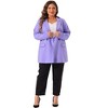 Agnes Orinda Women's Plus Size Long Sleeves Lapel Button with Pockets Office Work Jackets Blazer - 3 of 4