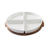 LunaLulinlk Acacia and Stoneware 5pc Lazy Susan Set, 15.35INW x 14.17IND x 2.8INH - 2 of 4