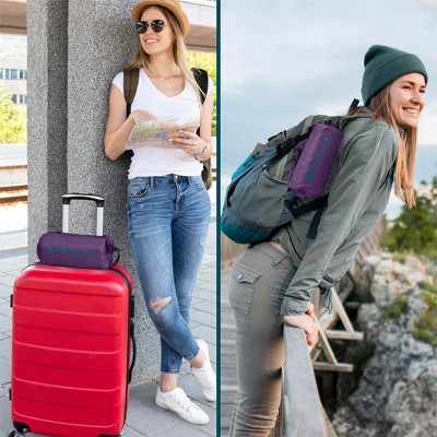 Purple Microfiber Packable Travel Blanket with Carry Bag