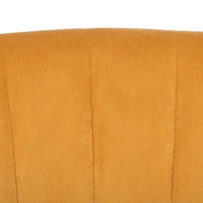 Stazia Marigold Velvet Wingback Armless Accent Chair with Gold Caps