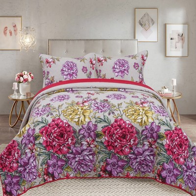 Acoinel Lightweight Cotton Bedspread Set Lush Floral