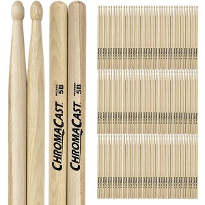 ChromaCast 5B USA Made Hickory Drumsticks Pair - Wood Tipped - Drum Sticks Tour Tested by Pro Drummers - Real American Hickory Wood - 1 of 4