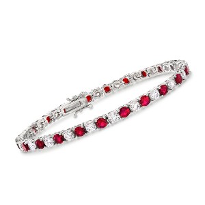 Ross-Simons 4.35 ct. t.w. Simulated Ruby and 4.35 ct. t.w. CZ Tennis Bracelet in Sterling Silver - 1 of 3