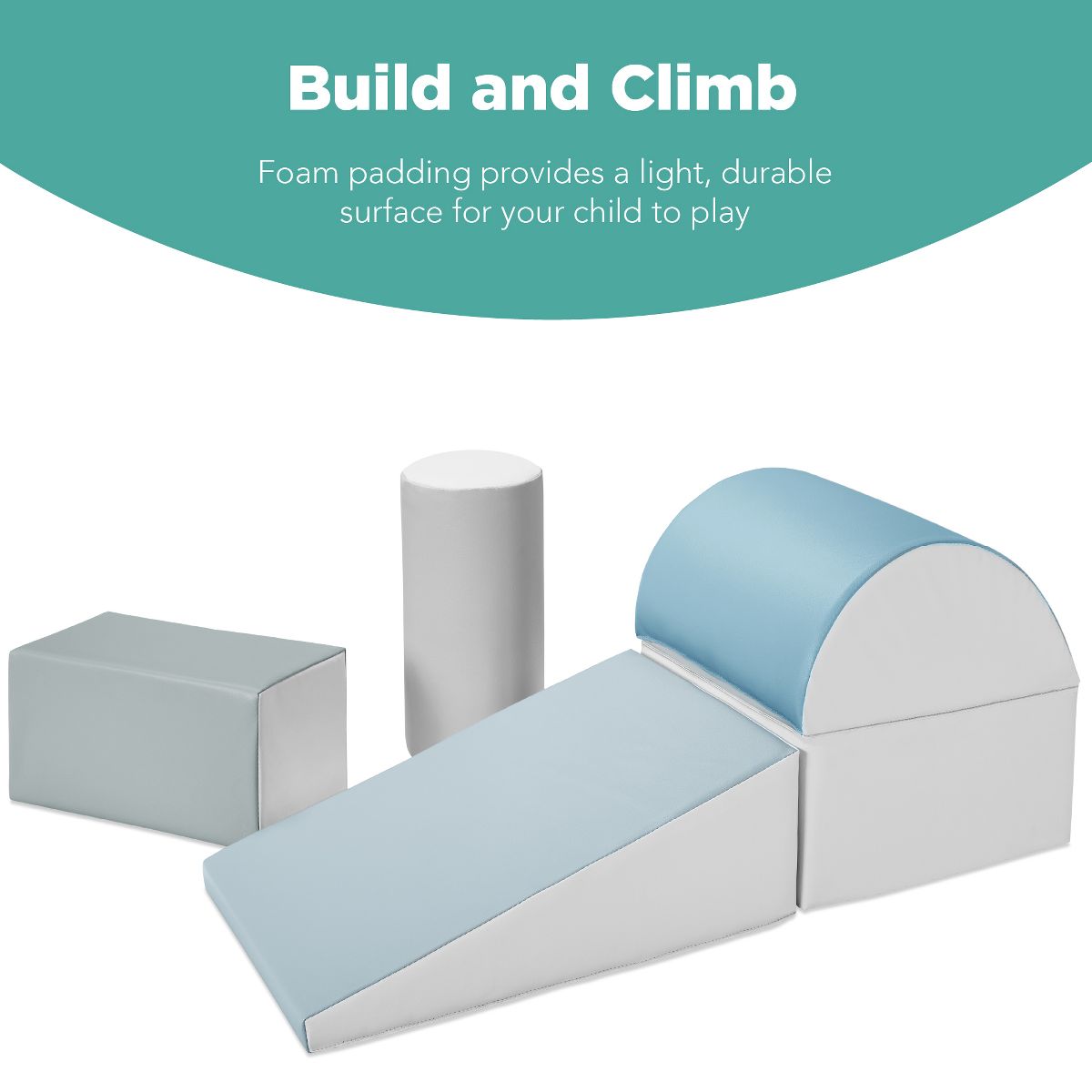 Best Choice Products Soft Foam Climbing Blocks for Toddlers, 5-Piece Play Set, Easy-Clean Vinyl - Multicolor - thumbnail 2