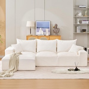 110in Oversized Modular L-Shape Sectional Couch with Left Chaise, Modern Upholstered Chenille Sofa with for Living Room, No Assembly Required, White - 1 of 4