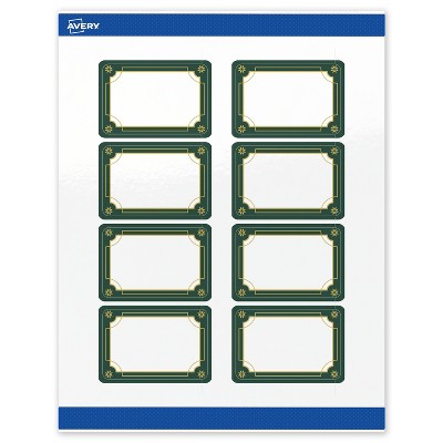 Avery Labels, 2" x 3", Gold-Green Border, Glossy, 80ct