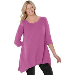 Woman Within Plus Size French Terry Handkerchief Hem Tunic - 1 of 4