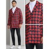 Lars Amadeus Men's Houndstooth Double Breasted Plaid Pattern Winter Long Coat - 4 of 4