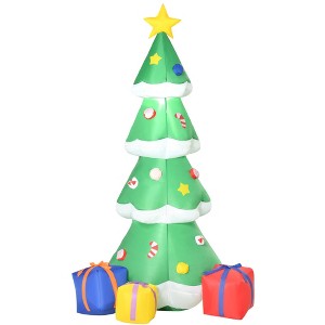 HOMCOM 6ft Christmas Inflatable Christmas Tree with Presents, Outdoor Blow-Up Yard Decoration with LED Lights Display - 1 of 4