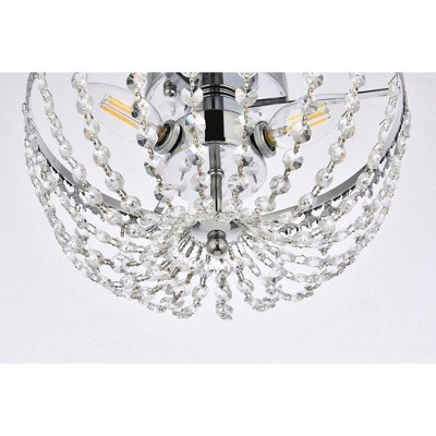 Elegant Chrome Crystal 3-Light Flush Mount with Hand Painted Finish
