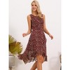 Allegra K Women's Wrap Ruffle High Low Hem Round Neck Keyhole Back Sleeveless Floral Dress - 2 of 4