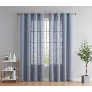 HLC.ME Abbey Faux Linen Textured Semi Sheer Privacy Light Filtering Window Grommet Thick Curtain Panels, Set of 2 - 1 of 4