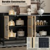Lyngins Rustic Cane & Wood Sideboard Cabinet, 4-Door Buffet Cabinet with Adjustable Shelves, Versatile Storage Cabinet for Dining Room, Living Room - 4 of 4