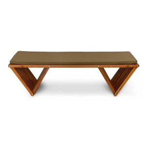 Fortune Candy 62.8" Solid Fir Wood Patio Bench - Weatherproof Cushion & Wood Varnish Coating for Outdoor (Brown) - 1 of 4