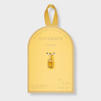 14K Gold Dipped Rectangle "November" Birthstone Charm - A New Day™
