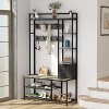 Acekool 5-in-1 Hall Tree with Bench, Shoe Storage, Coat Rack, Fabric Drawer & 12 Hooks, Metal Frame Organizer for Entryway and Hallway - 2 of 4