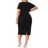 Agnes Orinda Women's Plus Size Short Sleeve Crew Neck Casual Midi Bodycon Dresses - 4 of 4