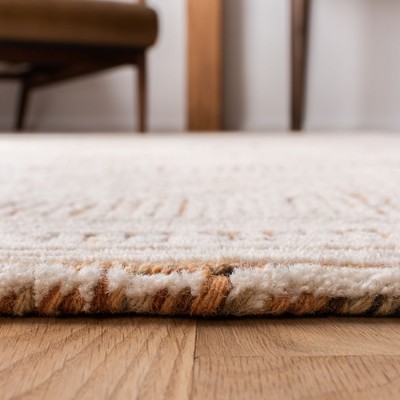 Ivory and Rust Handmade Tufted Wool Square Rug