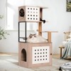 ORRD  Modern Cat Tree w/Litter Box Enclosure, Hammock, Bed, Scratching Posts & Food Station – Gray+White - 4 of 4
