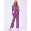 cheibear Women's Lounge Cute Cat Long Sleeve Tops with Pants Pajama Set - 2 of 4