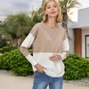 Anna-Kaci Women's Long Sleeve Color Block Pullover Top with Ribbed Crew Neck and Relaxed Fit - 2 of 4