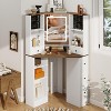 ELECWISH Corner Vanity Desk with Mirror and Lights, Large Farmhouse Makeup Vanity Table Sets with Storage and Drawers for Women, White - 2 of 4