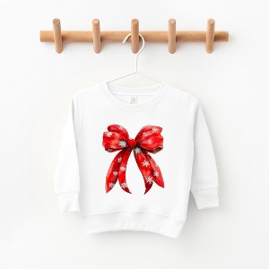 The Juniper Shop Coquette Christmas Snowflake Bow Toddler Graphic Sweatshirt - 1 of 3
