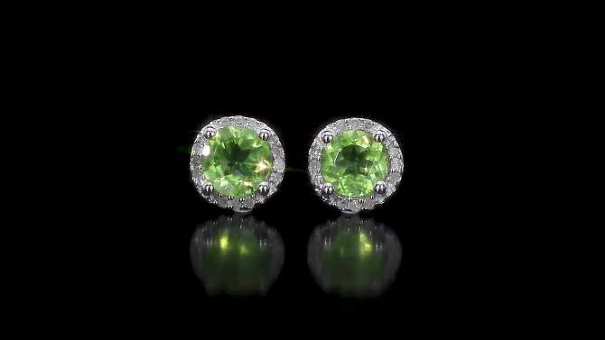 Peridot and Diamond Stud Earrings in Sterling Silver - Green, 2 of 4, play video