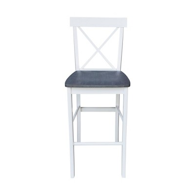 Heather Gray Solid Parawood Traditional X-Back Barstool