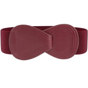 INSPIRE CHIC Women's Interlock 8-shaped Faux Leather Buckle Elastic Belt 1 Pc - 1 of 4