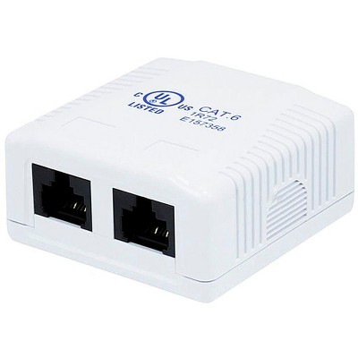 Monoprice 2-port Cat6 Surface Mount Box - White