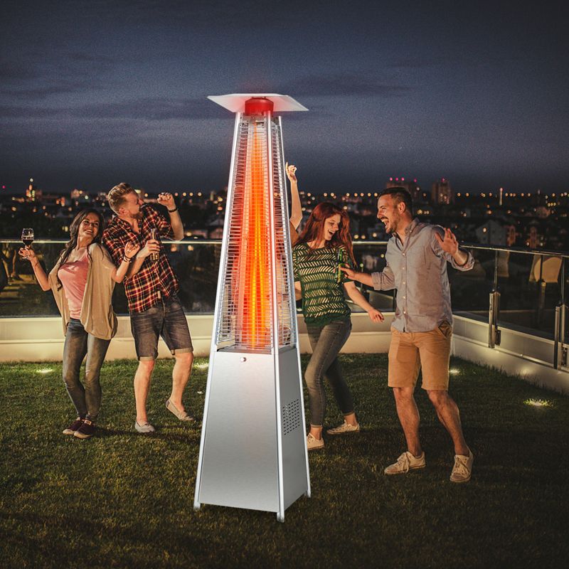 Tangkula 90'' Pyramid Patio Heater with Electronic Ignition System 42,000 BTU Gas Porch and Deck Heater with Wheels, 3 of 8